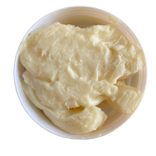 Load image into Gallery viewer, Creamy 100% raw unrefined shea butter in a white container, perfect for transforming dry skin to smooth, hydrated bliss. Zero toxins, vegan!