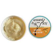 Load image into Gallery viewer, Creamy unrefined mango butter in a jar, perfect for turning dry skin into smooth, hydrated softness—zero toxins, zero additives!