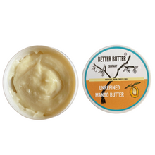 Load image into Gallery viewer, Creamy unrefined mango butter in a jar, perfect for turning dry skin into smooth, hydrated softness—zero toxins, zero additives!
